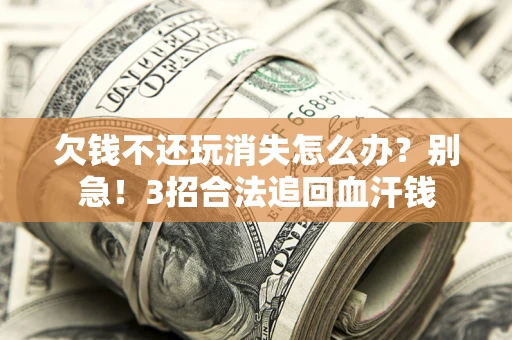 武汉欠钱不还玩消失怎么办？别急！3招合法追回血汗钱